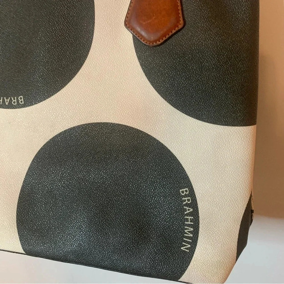 Brahmin Big Dots Brown Tote Bag Leather - Picture 8 of 13